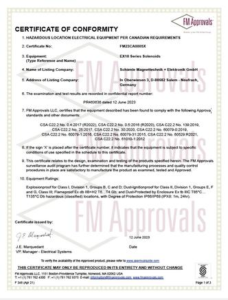 Certificate for CANADA