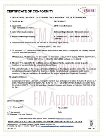 Certificate for USA