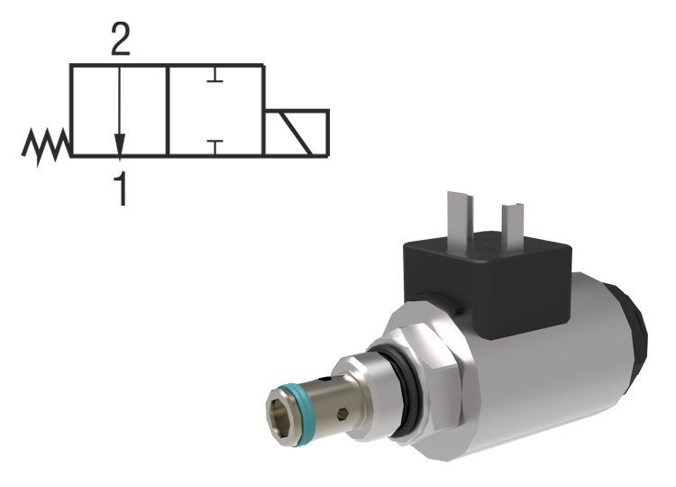 2/2 Directional Valves, Solenoid Operated, Spool Type, Screw-In Style