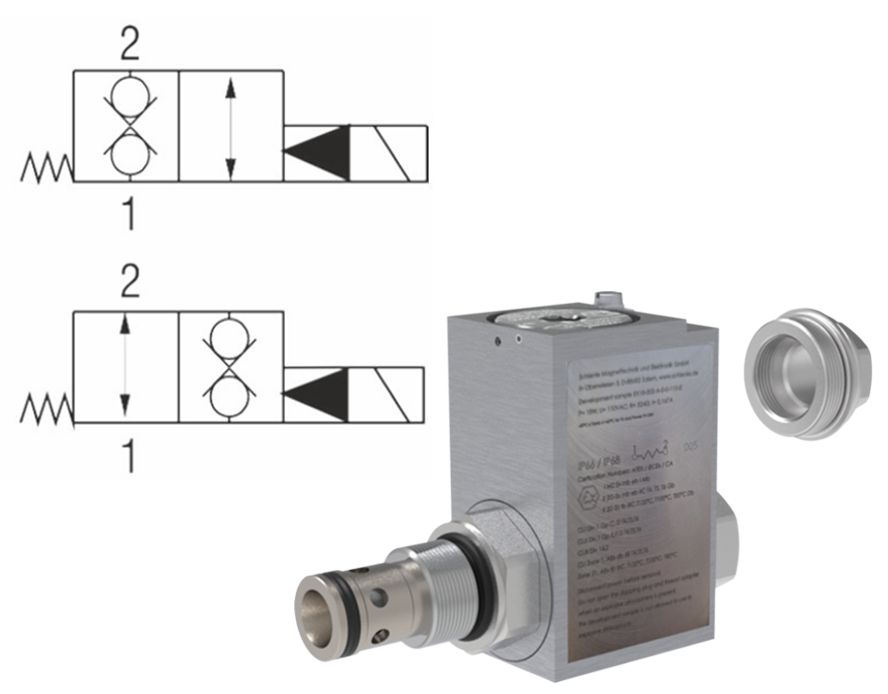 2/2 Directional Valves, Solenoid Operated, Poppet Type, Pilot Operated, Blocking, protection ”d”