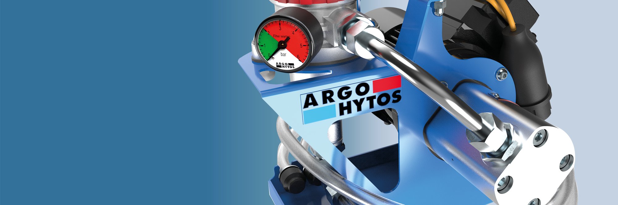 Mobile fluid management unit with pressure gauge, hoses and mounting frame.