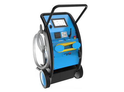 Mobile Oil service device with integrated display, control panel and hose reel on a wheeled frame. Mobile Oil service device with integrated display, control panel and hose reel on a wheeled frame.