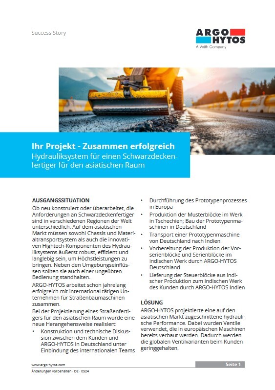 Hydrauliksystem für einen Schwarzdeckenfertiger für den asiatischen Raum
