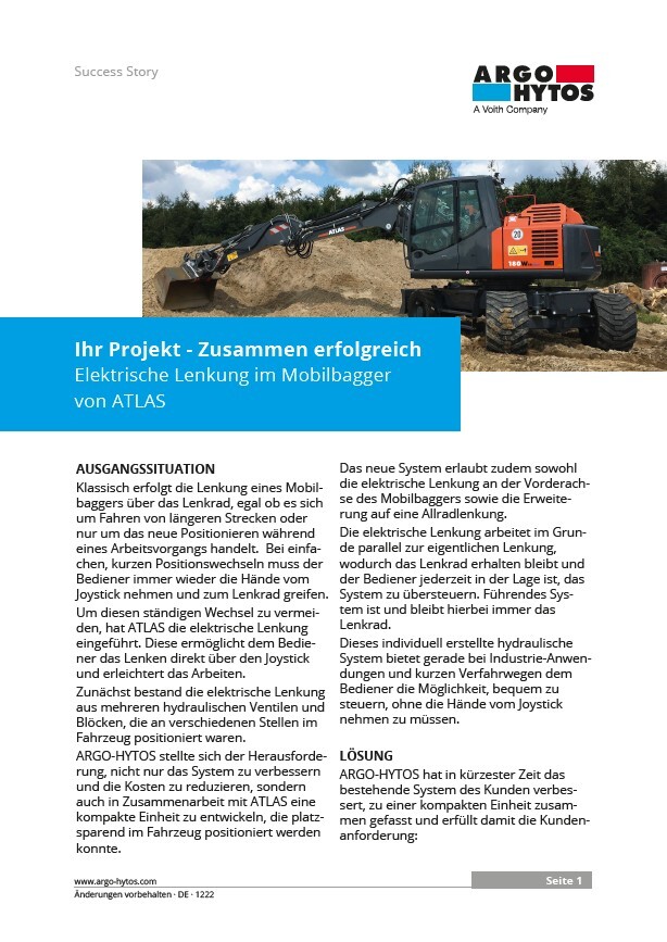 Elektrische Lenkung im Mobilbagger von ATLAS