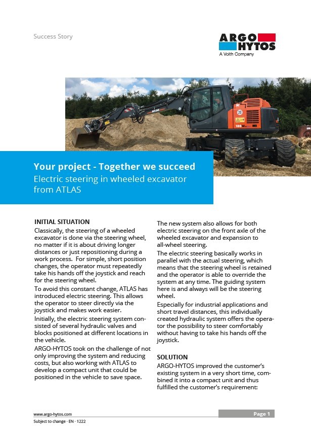 Electric steering in wheeled excavator from ATLAS