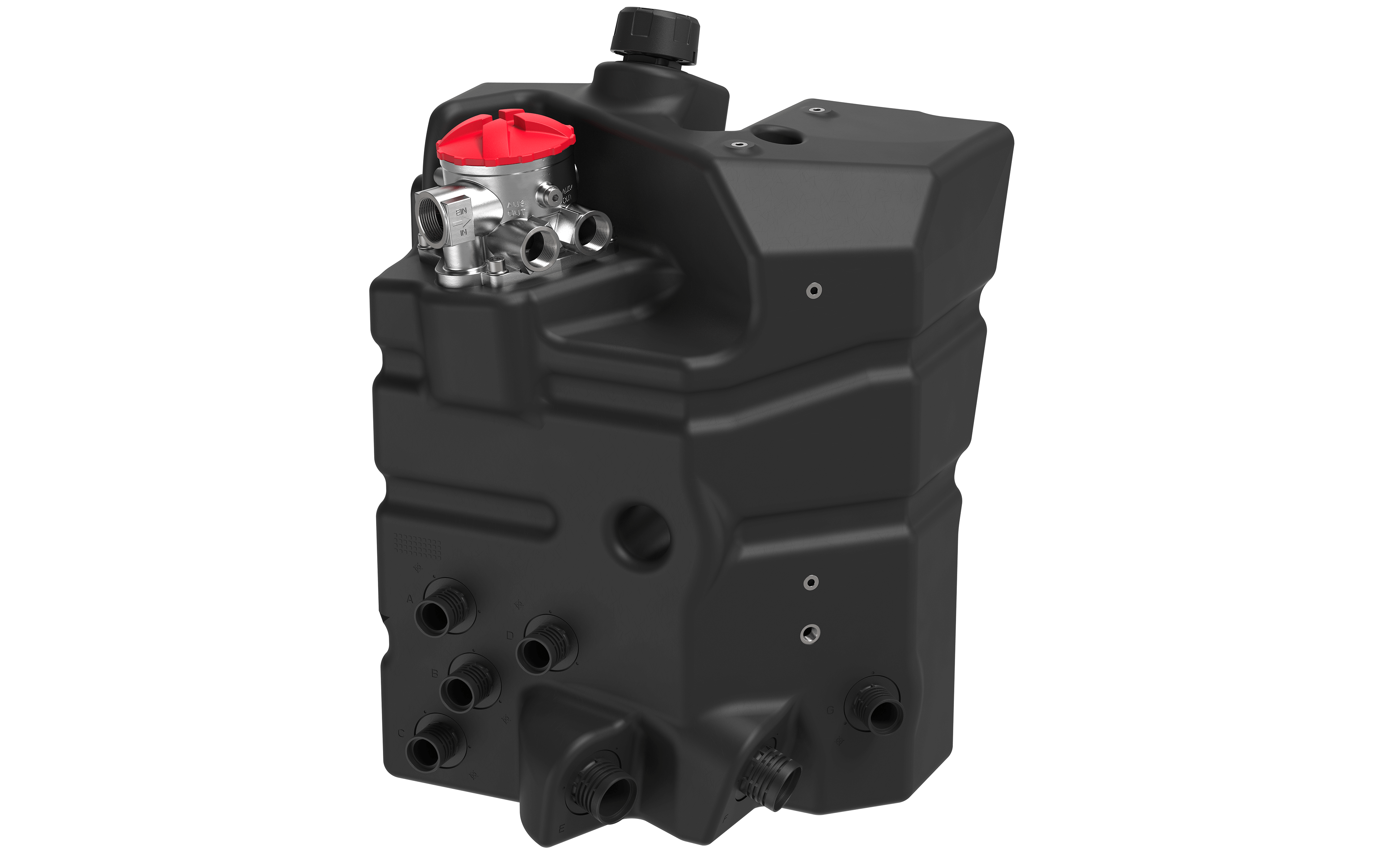 Integrated hydraulic tank system with filtration and fluid management components for mobile and construction machinery