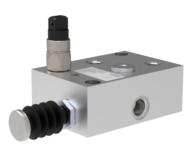 Hydraulic brake release valve block for controlled brake disengagement in construction and mobile machinery