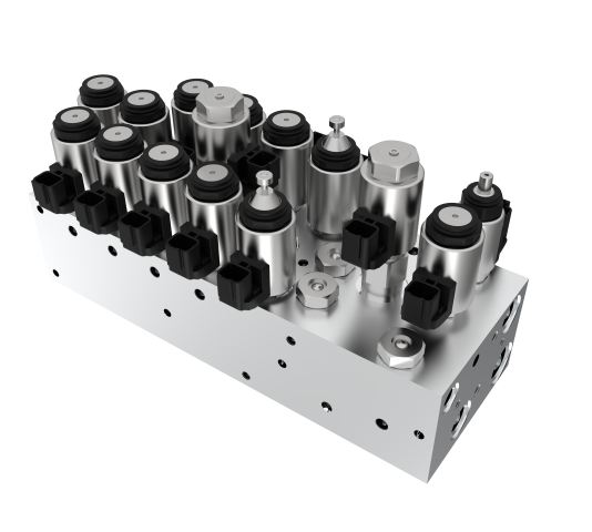 Integrated hydraulic valve manifold for multiple seeding machine control functions in agricultural machinery