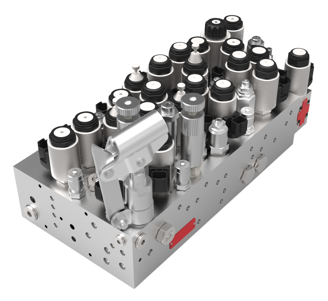 Integrated hydraulic control manifold for sweeping, suction, and auxiliary functions in municipal vehicles