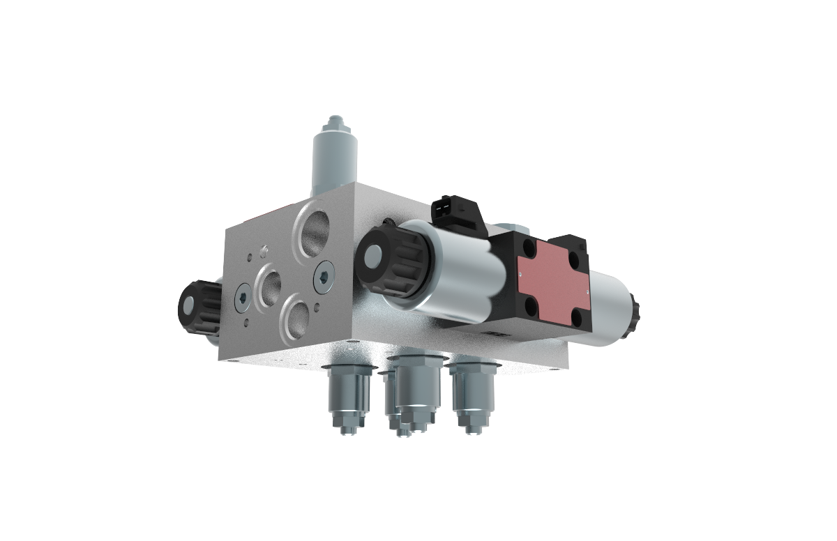 Hydraulic steering control unit for telescopic handlers with integrated steering and safety functions