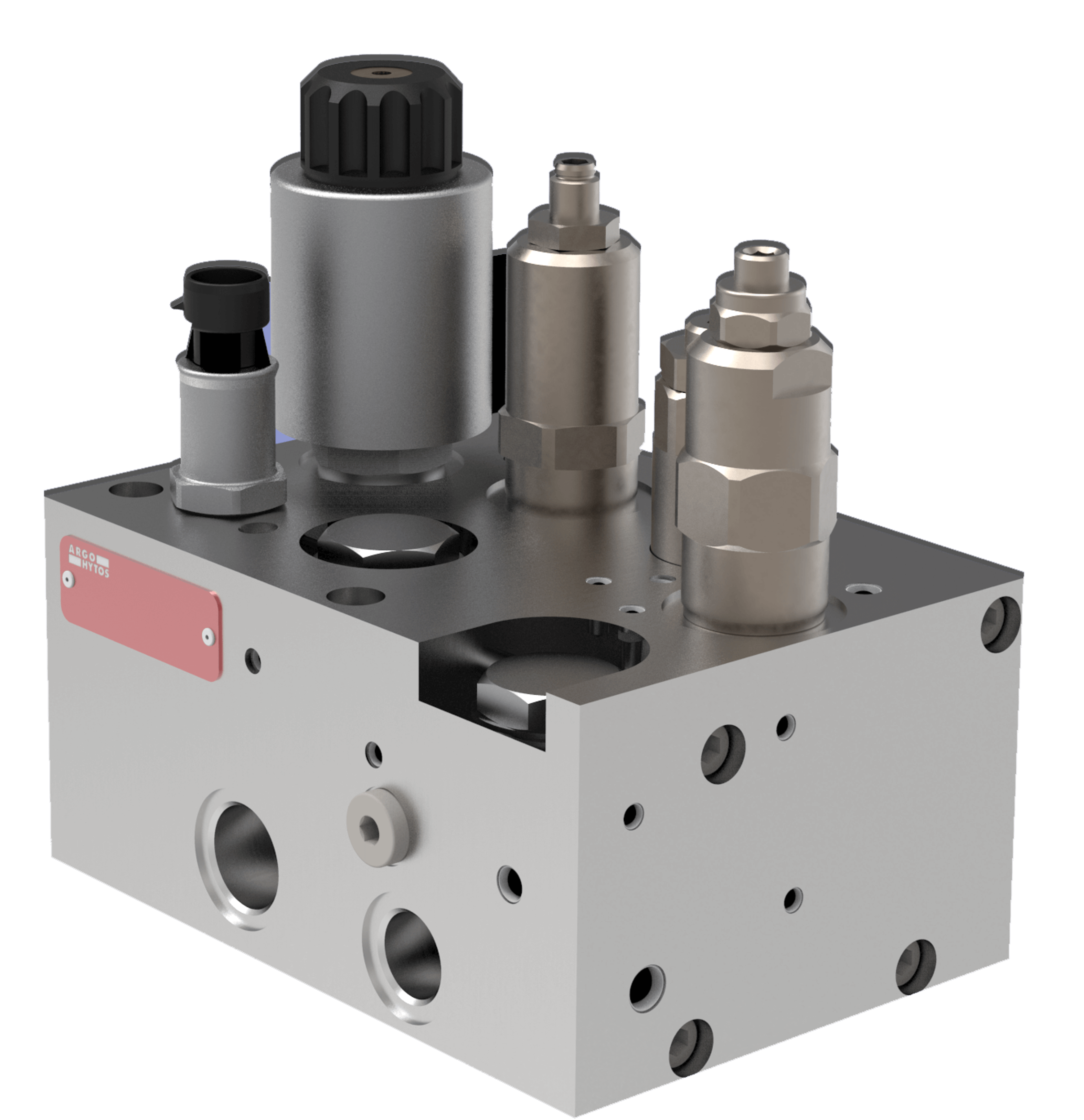 Hydraulic control unit for wheel suspension control and ride stability functions in municipal vehicles