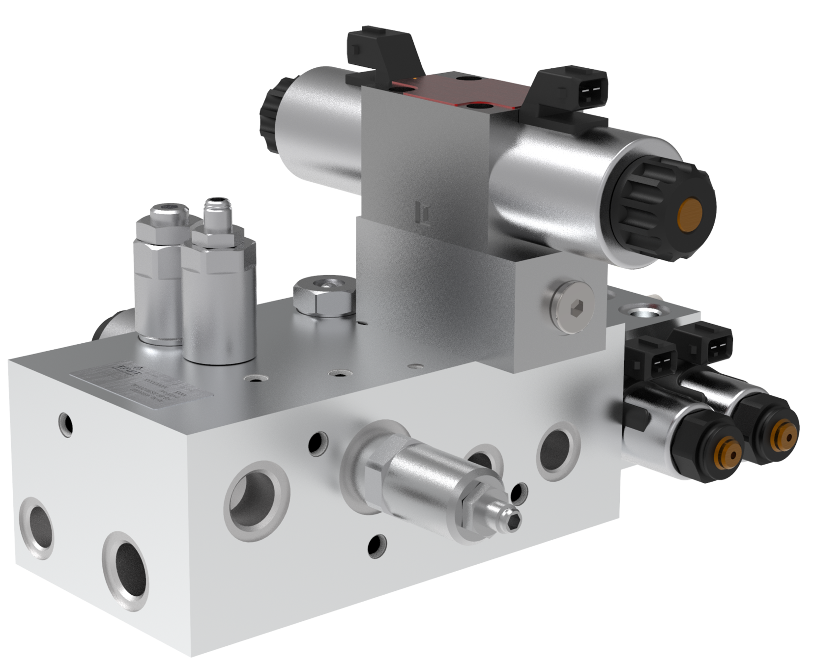 Modular hydraulic control unit for steering and drive control functions in road construction and compaction machinery