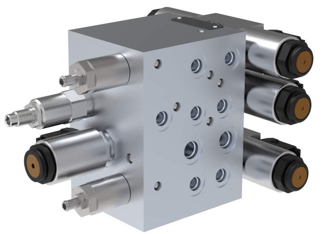 Hydraulic control manifold for lifting functions in mobile elevating work platforms