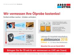 Wir vermessen Ihre Ölprobe kostenlos auf der maintenance in Dortmund